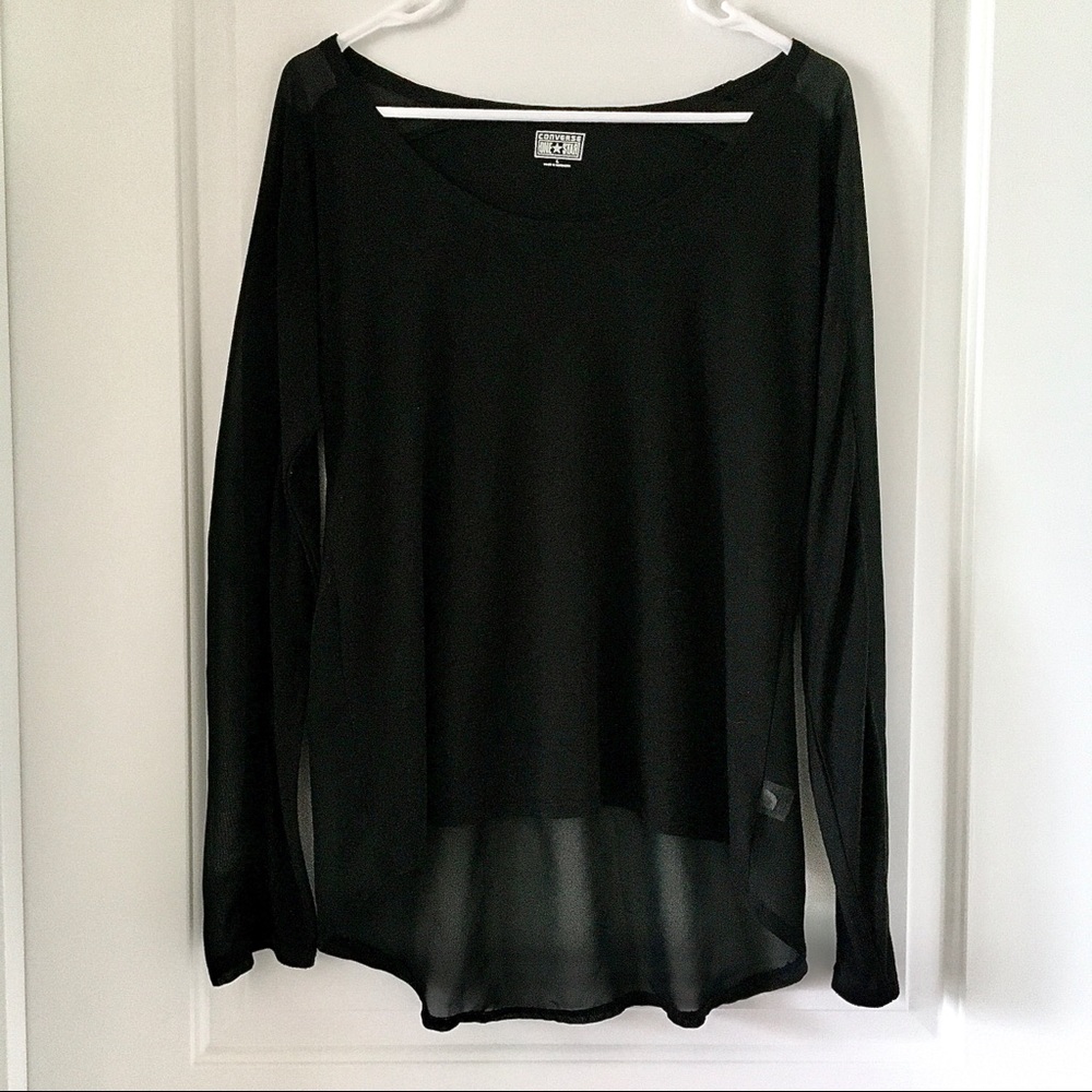 3/15! Converse sheer panel hi-lo top